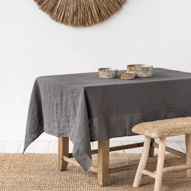 Natural Fabric Tablecloth,100% Pure Linen Solid Color Table