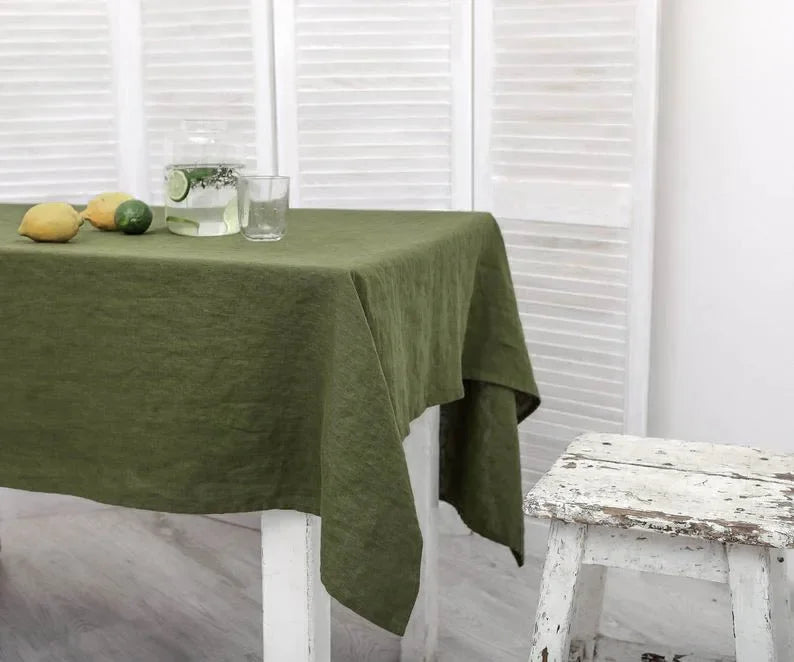 100% Pure Linen Solid Color Table Cover, Natural Fabric Tablecloth