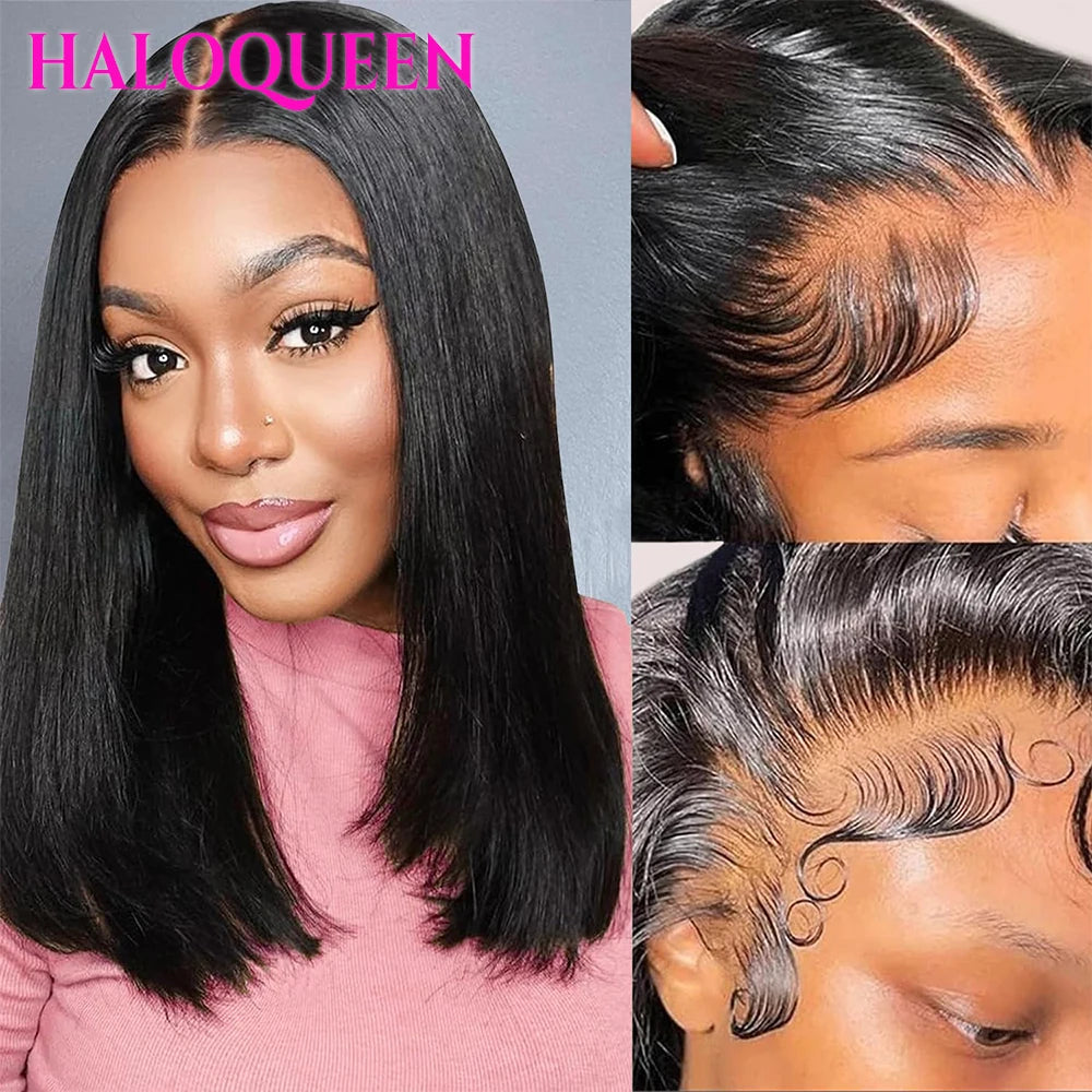 4x6 Glue less Bob Wig Human Hair Lace Short Straight  Closure