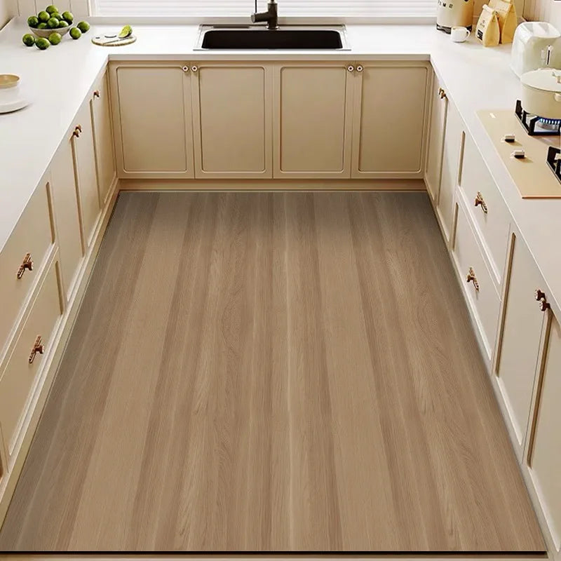 Kitchen Floor Mat Imitation Wood Grain Pvc Leather Waterproof Carpet