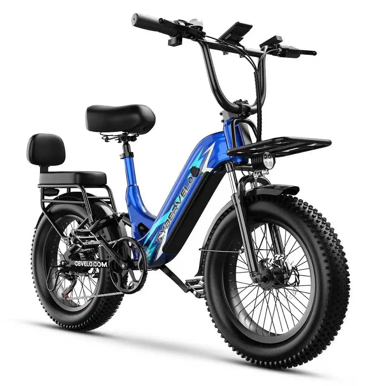Step-Thru Electric Bike for Adults and Youths,  30+MPH, 20" Fat Tire 7-Speed