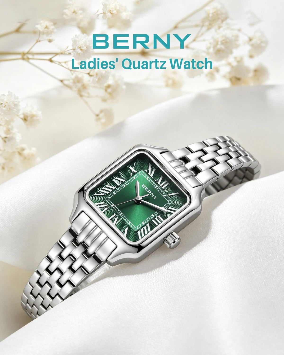 BERNY Square Ladies Watch Quartz Fashion and Exquisite Watch Woman Numeral Small Women's Waterproof New Jewelry Bracelet Women Watch