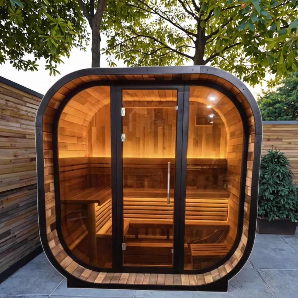 Modern Dry Sauna Room Spliced Redwood 4-6 Person Large Luxury