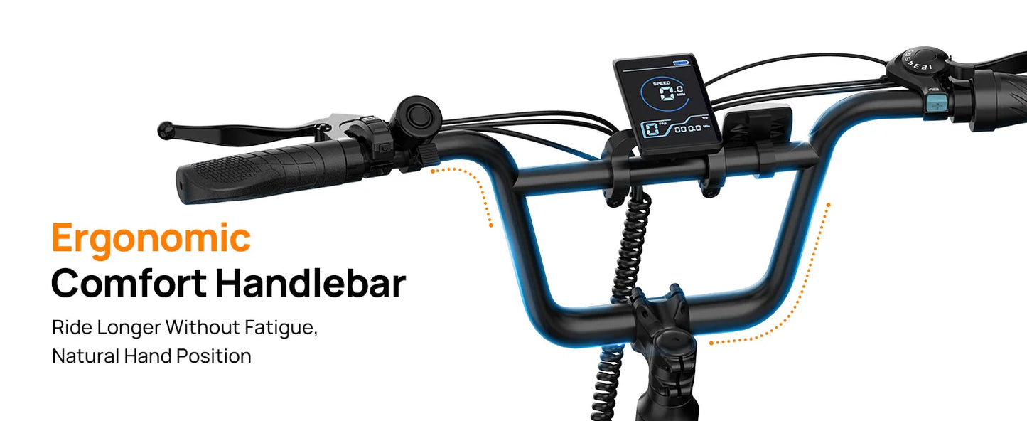 Fat Tire Electric Bike 48V 13Ah Removable Battery 20MPH 7-Speed