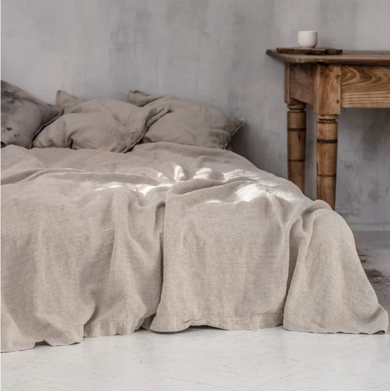 1Piece Washed French Bed linens Pure linen 100% Bedsheets Stone
