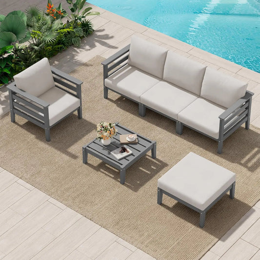 Patio Furniture Set, 6 Pieces Outdoor Sectional Sofa Set, All-Weather