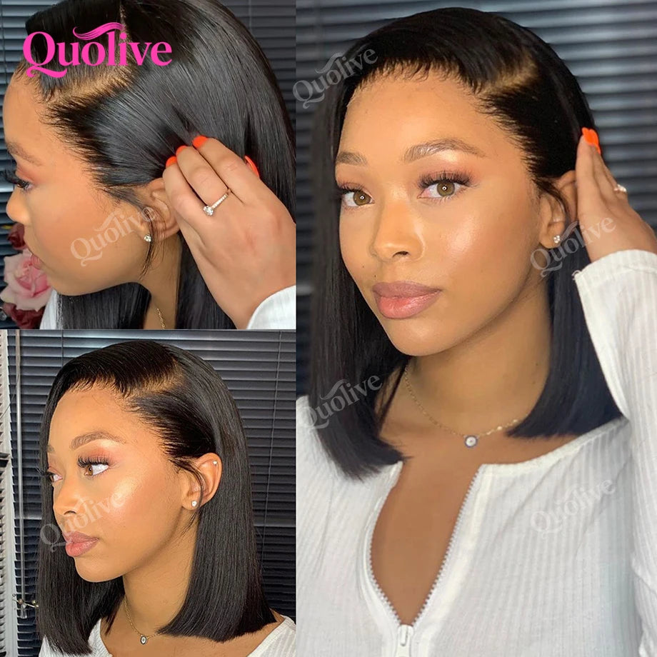 Short Bob Wig Human Hair Wear And Go Glue less Wigs 5x5 Hd Lace Closure Wig 13x6