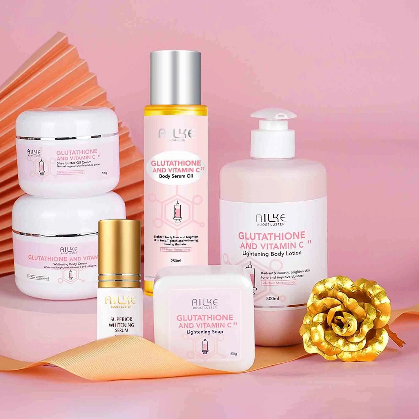 Skin Whitening Set, With Glutathione, Vitamin C, Shea Butter,