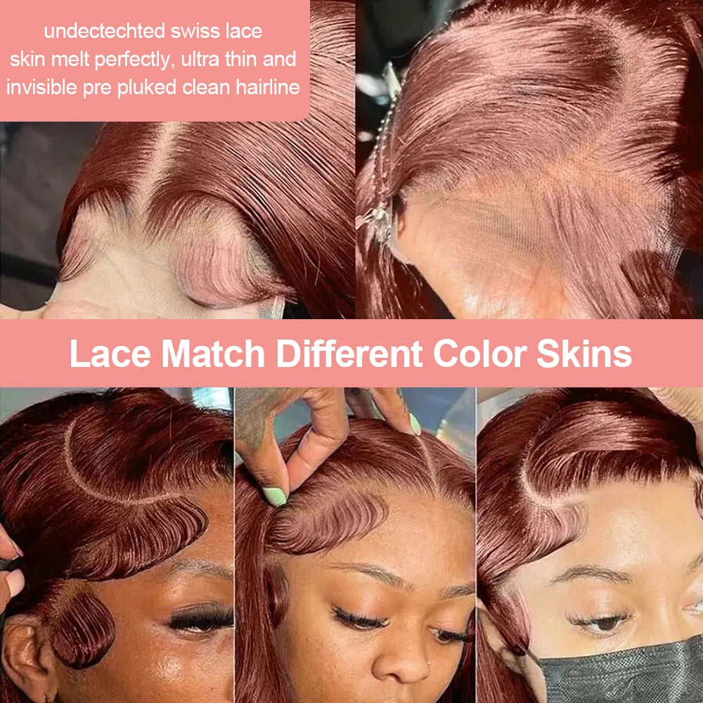 Dark Chocolate Brown Bone Straight Human Hair Lace Front Wig