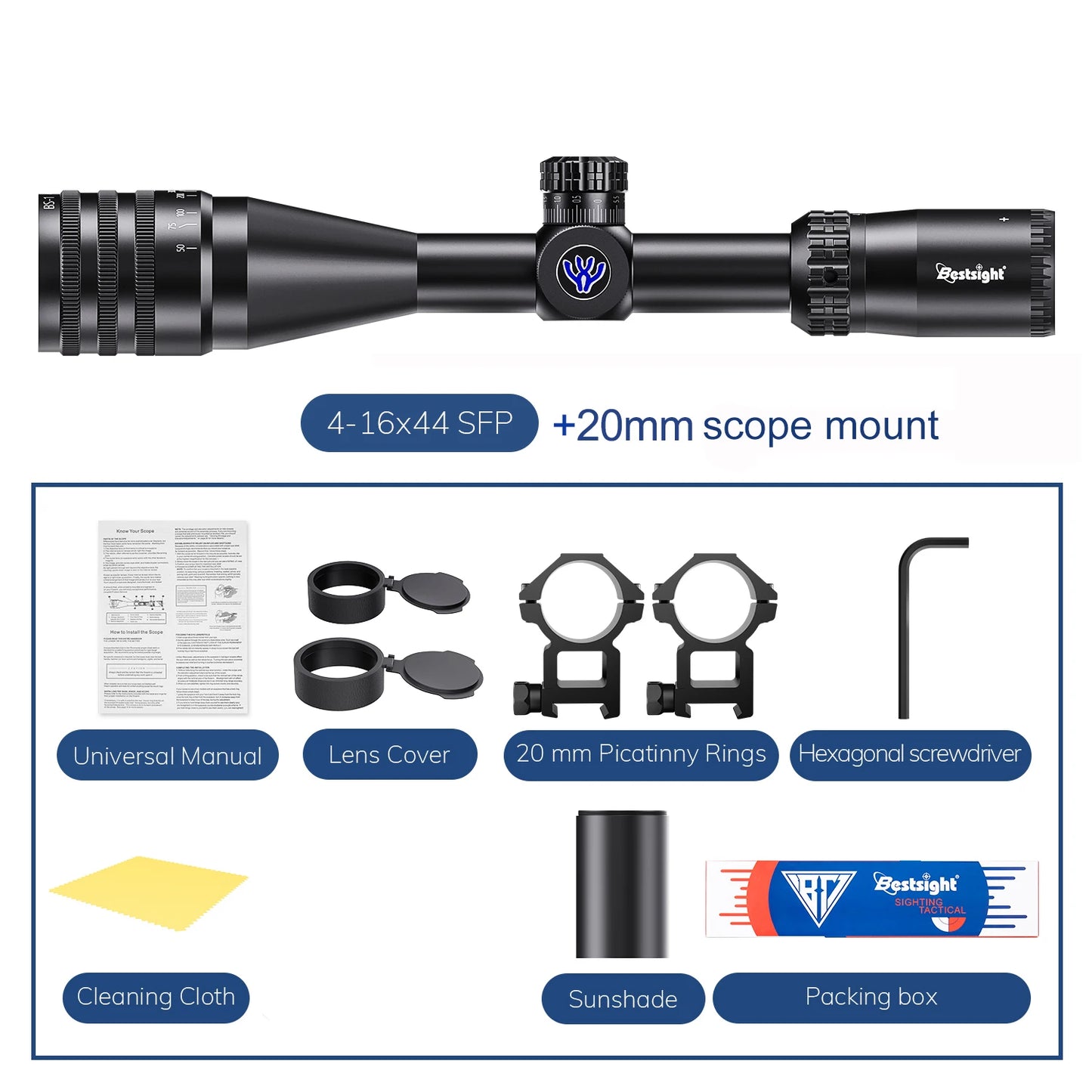 Tactical 4-16x44 Riflescope Hunting Scopes Tactical Airsoft Red Green Illuminated Sight Sniper