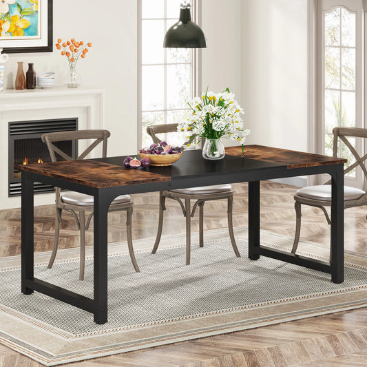 Dining Table, Industrial Kitchen Table for 6-8 Person,