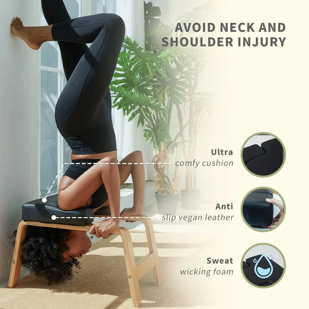 Stand Yoga Chair Wood and PU Pads   Relieve Fatigue