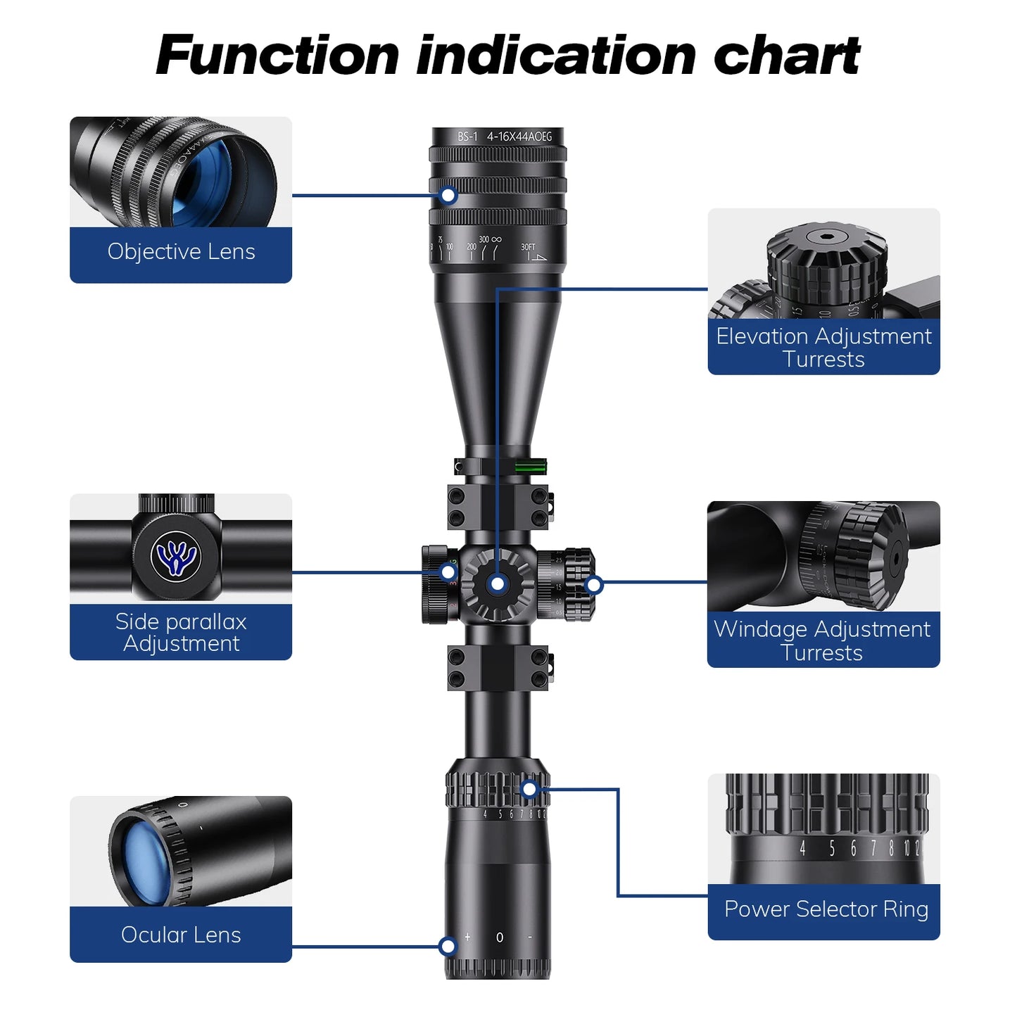 Tactical 4-16x44 Riflescope Hunting Scopes Tactical Airsoft Red Green Illuminated Sight Sniper