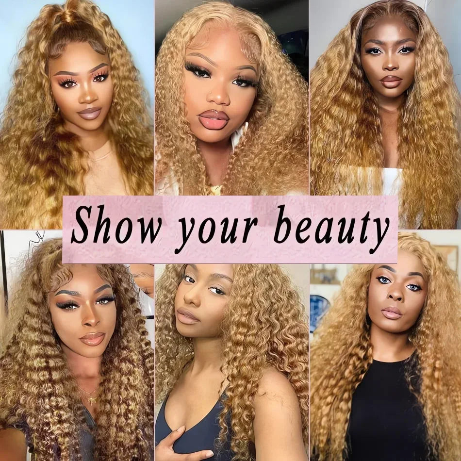 Blonde Wig Human Hair 13X6 Lace Front Wig Curly Colored