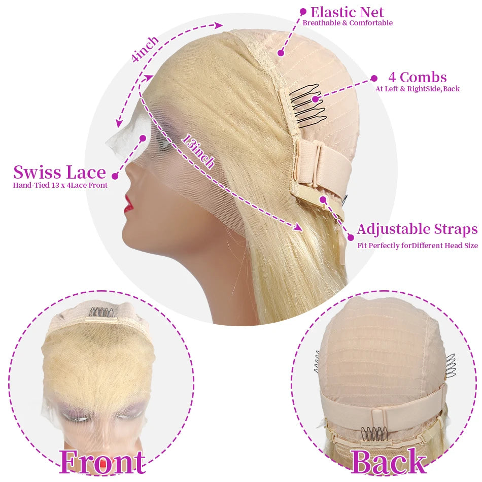Straight Lace Front Human Hair wig Short Transparent 13x4