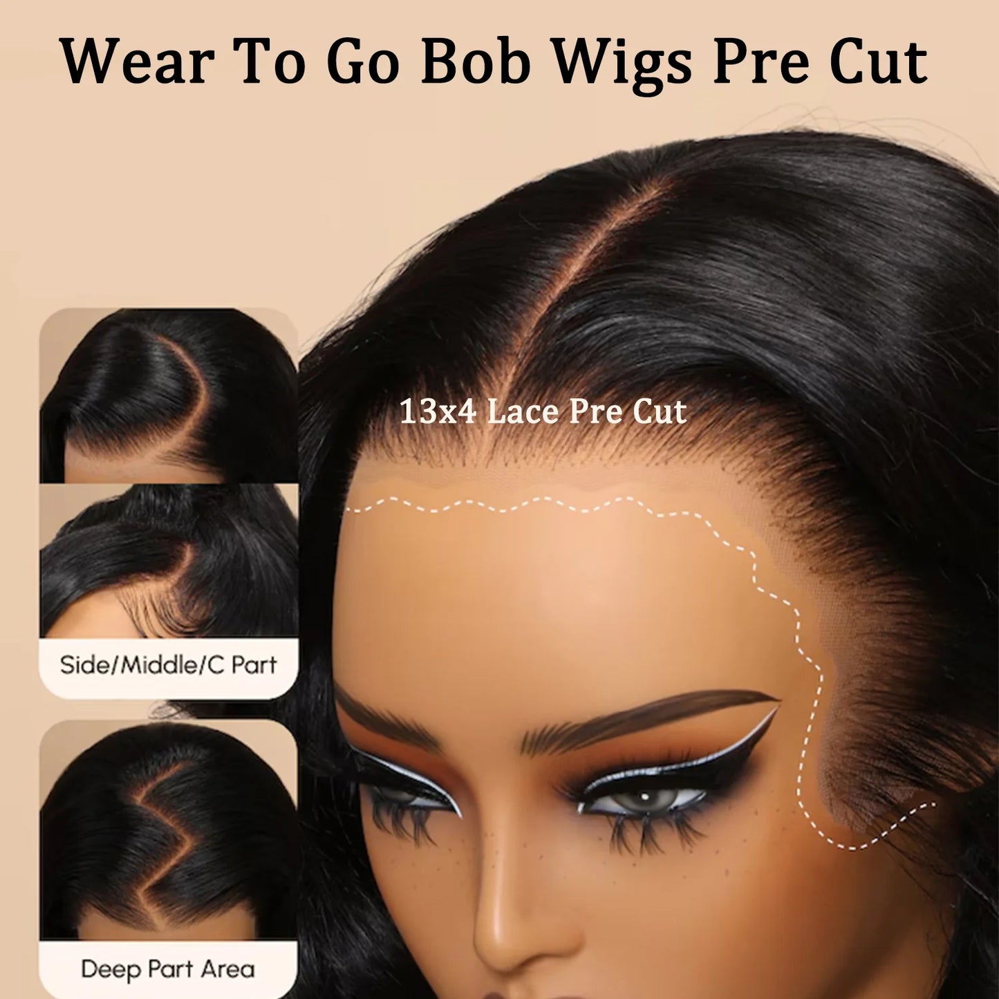 Burmese Curly Deep Wave Curly Human Hair Wig Glue less Wet and Wavy Lace Front