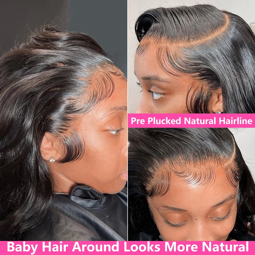 13x4 Lace Front Human Hair Wig Brazilian Body Wave Glueless Natural Black