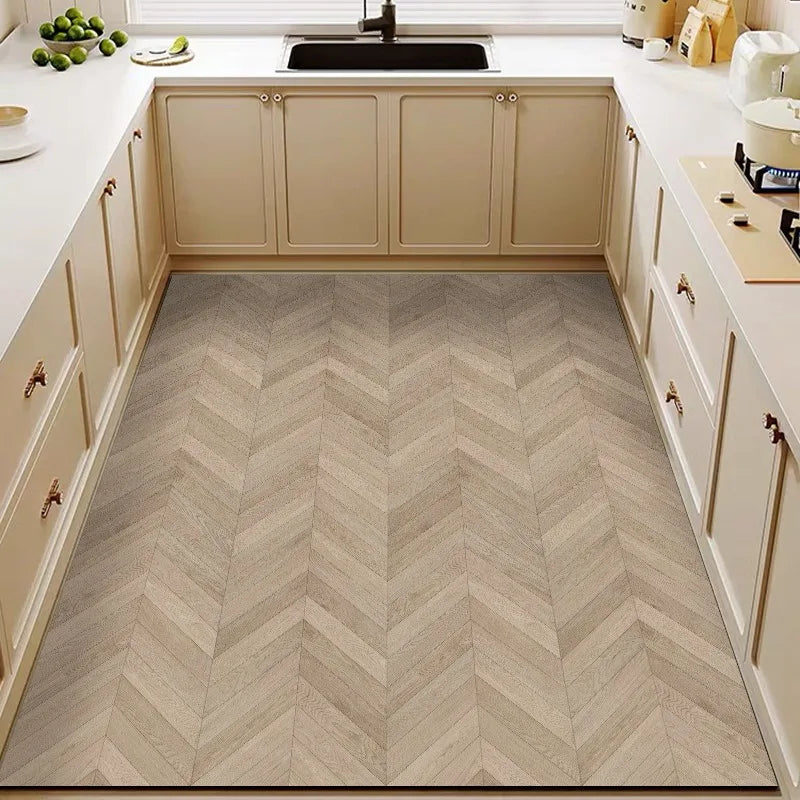 Kitchen Floor Mat Imitation Wood Grain Pvc Leather Waterproof Carpet