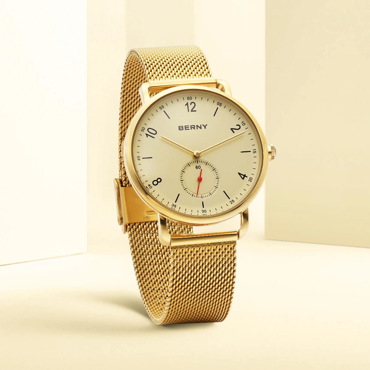 BERNY Quartz Men's Watch  Quality 316L Stainless Steel  Top Slim Case Fashion Couple's Wristwatch Simple Casual Men/Women Watches