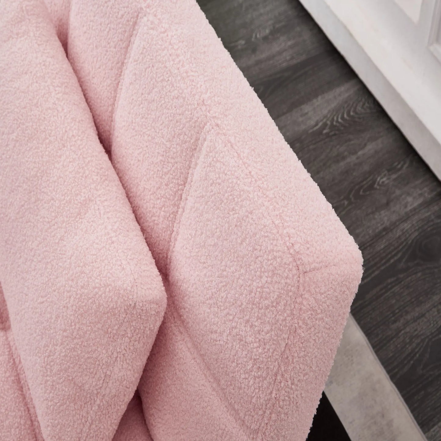 Multi functional convertible single sofa bed bedding and gold metal leg teddy cloth can withstand 300ibs (pink)
