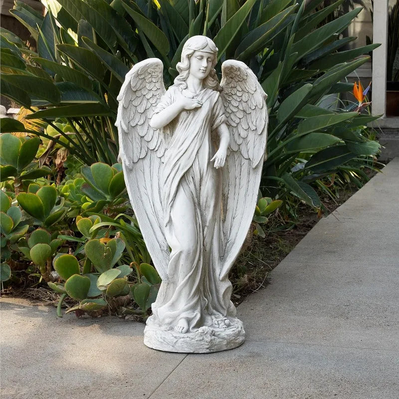 Angel Statue Yard Art Decoration, Light Gray