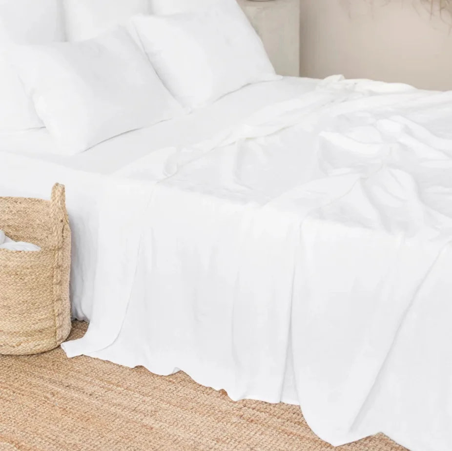 1Piece Washed French Bed linens Pure linen 100% Bedsheets Stone