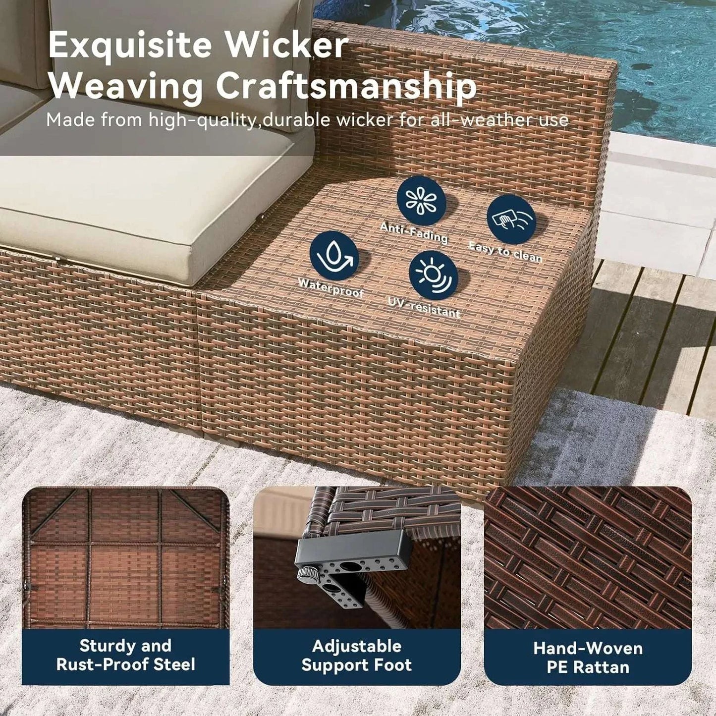 7 Piece Outdoor Patio Furniture Set with Coffee Table