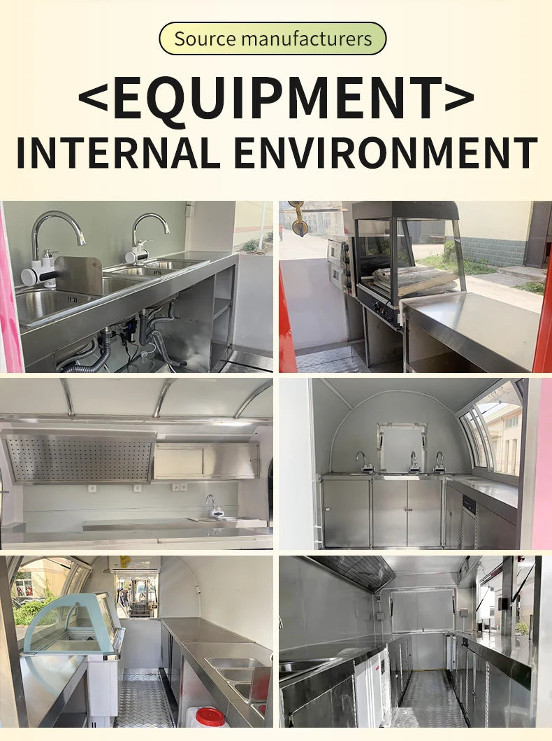 Small Mobile Food Truck with Fully Equipped Kitchen Pizza Concession Fast Food Van Trailer for Sale for Snacks Candies Chips