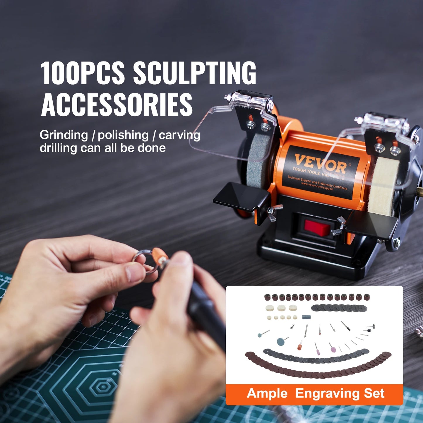 3in Jewelry Polisher Buffer Brushless Adjustable Speed Bench Grinder Polishing Machine