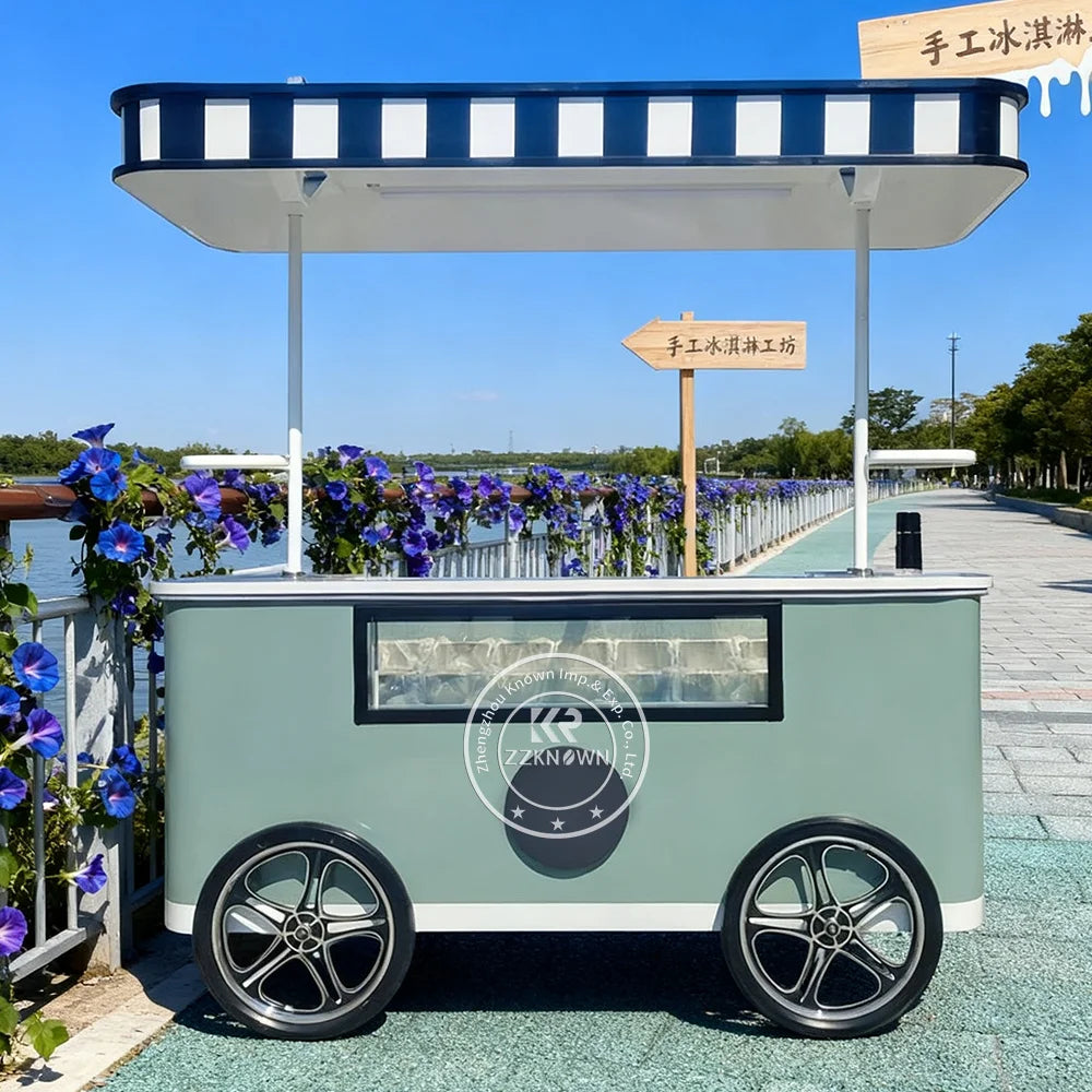New Street Mobile Ice Cream Bike Cart Customized Freezer Gelato Ice Cream Vendor Bike Cart with Refrigerator