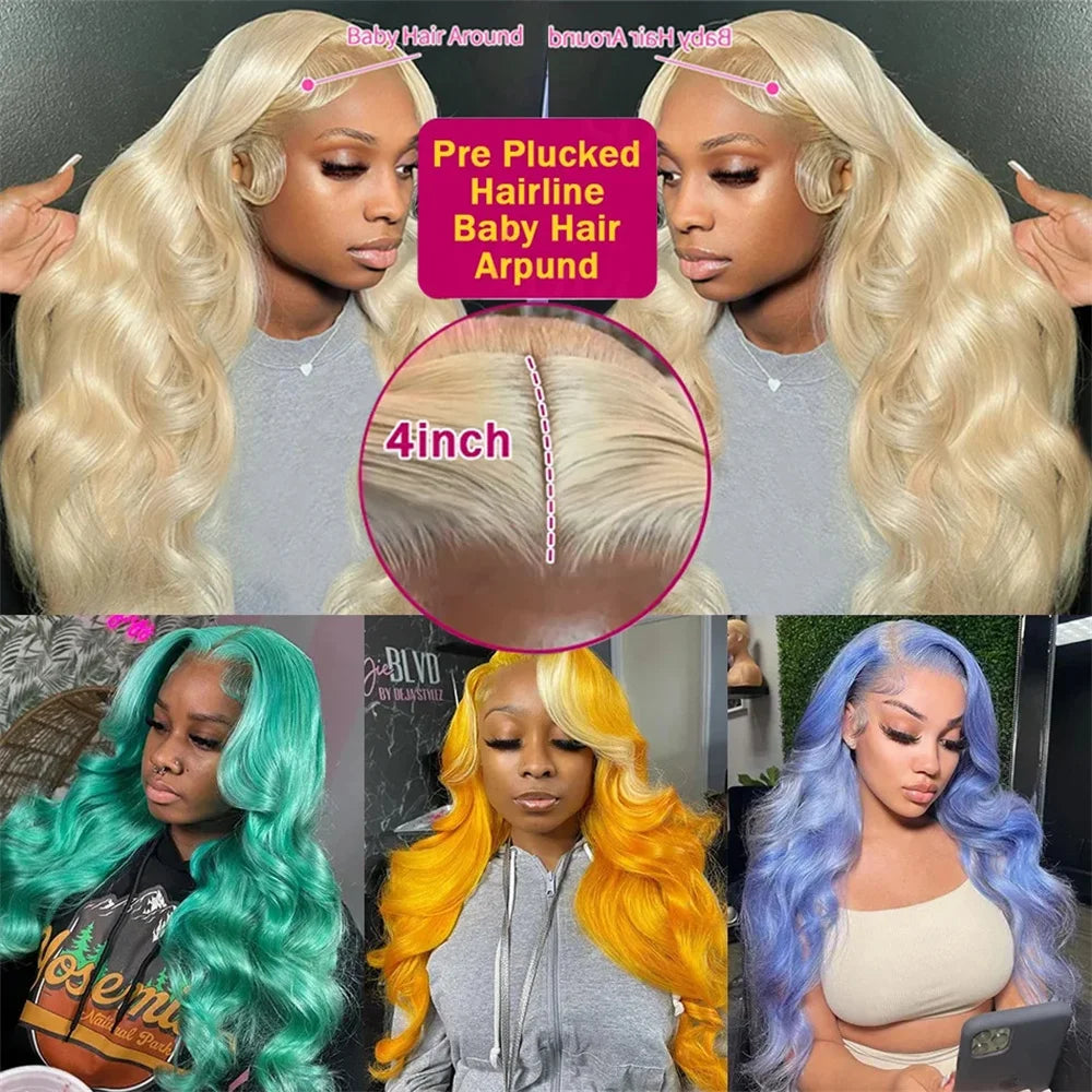 30 Inch Blonde Body Wave Lace Front Human Hair Wig