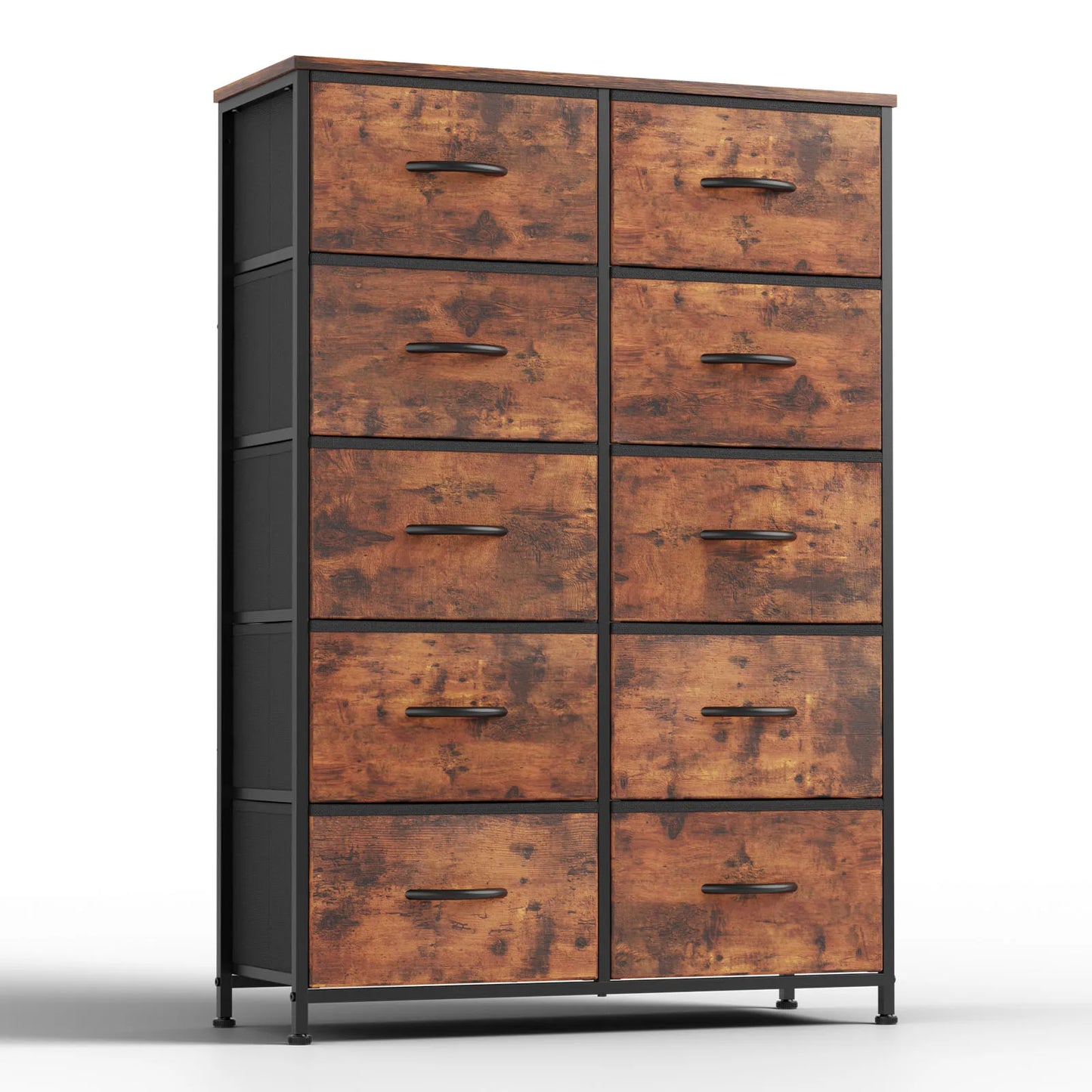Bedside Table For Bedroom With 10 Fabric Drawers Nightstand Storage