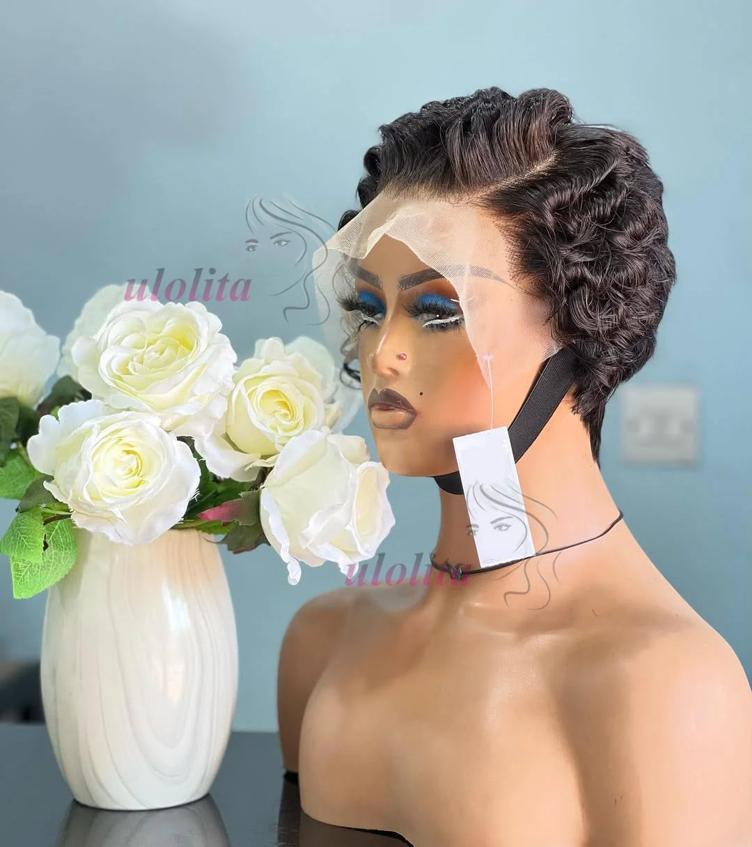 613 Blonde Pixie Cut Short Bob Loose Wave 100% Human Hair Wig Chocolate Brown