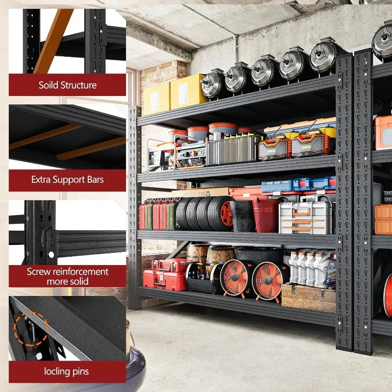3000LBS Storage Shelves,48" W Heavy Duty Metal Adjustable Garage Shelves,