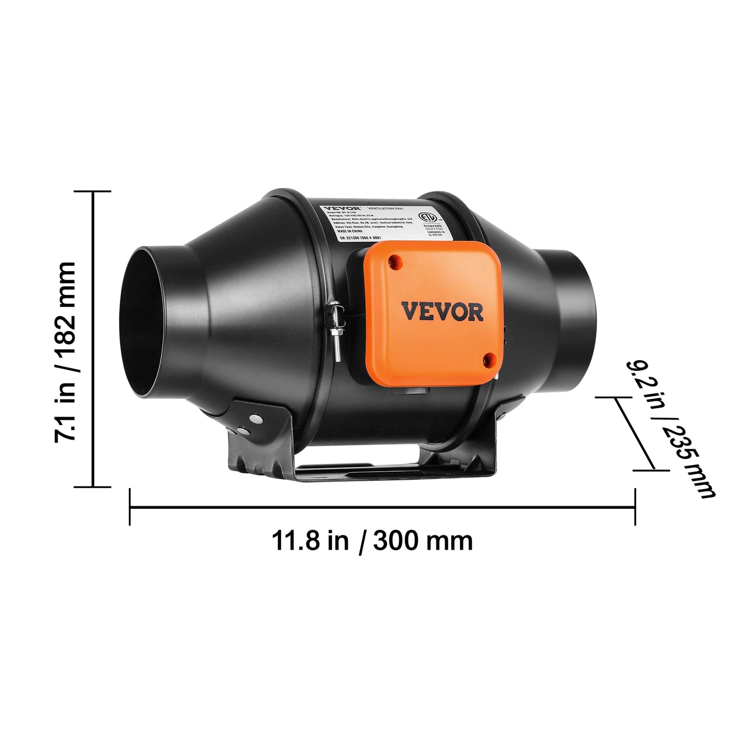 Inline Duct Fan Quiet EC-motor Ventilation Exhaust with Temperature Humidity Controller