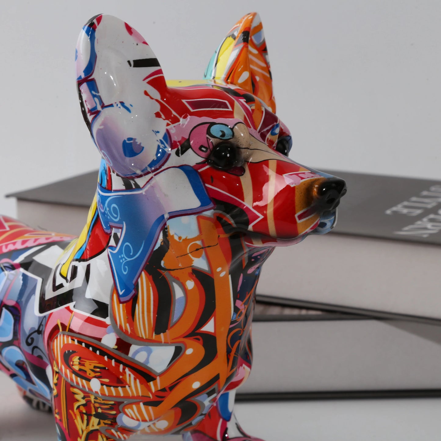Nordic  Art Graffiti Corgi Dog Painting Creative Resin Crafts