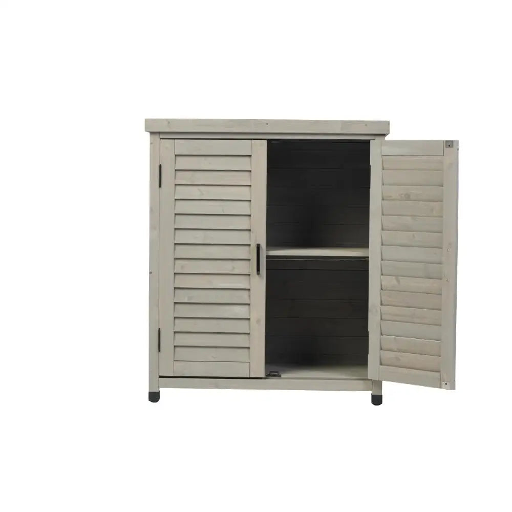 Potting Bench with Storage Cabinet and Metal Table Top for Outdoor Patio,'