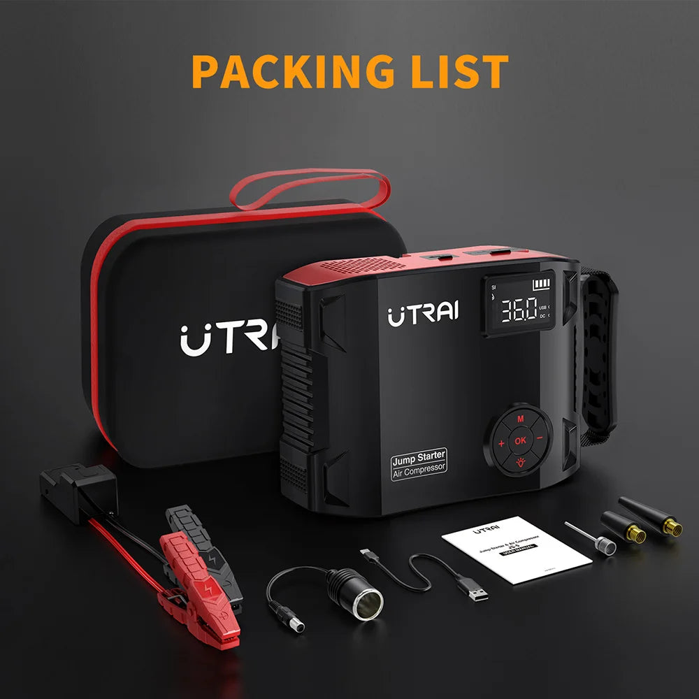 4 In 1 2000A Jump Starter Power Bank 16000mAh 150PSI Air Compressor