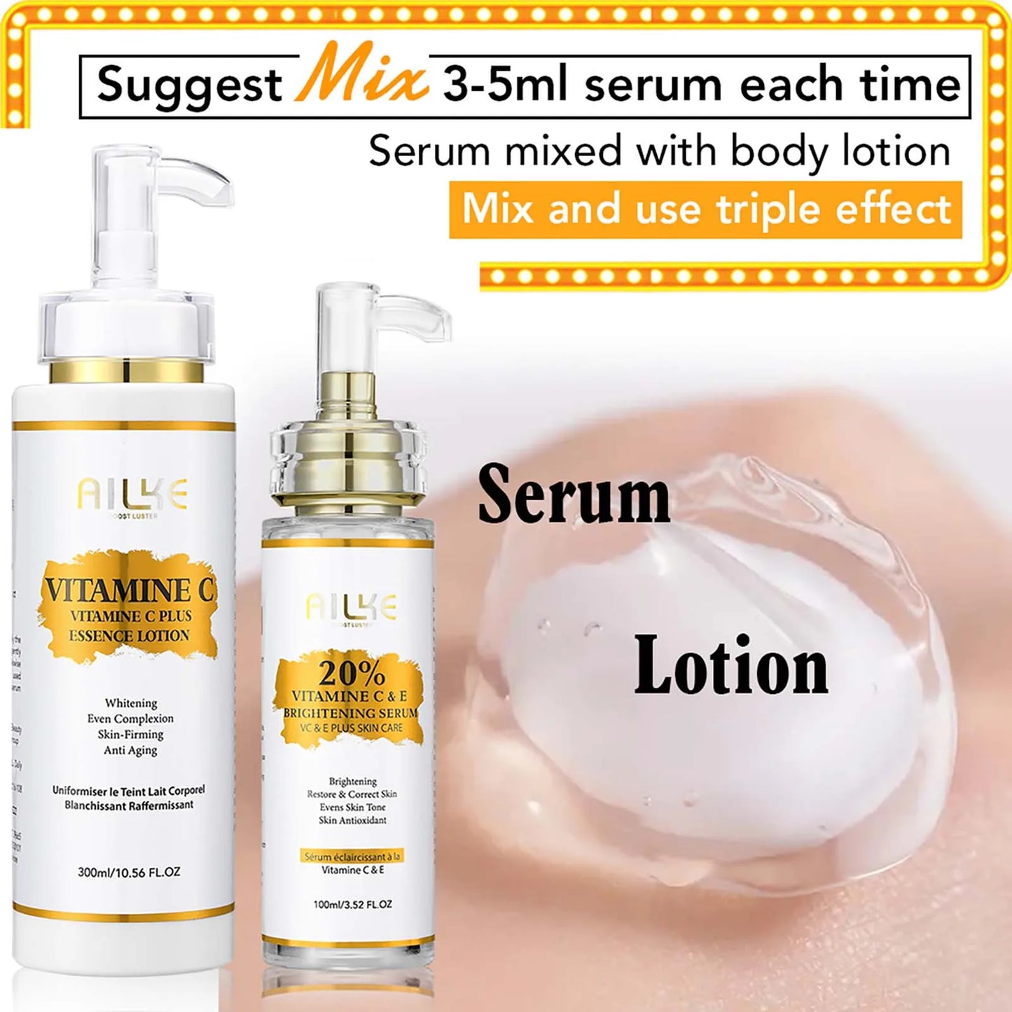 Vitamin C Skin Care Set, with Lightening,  Even Tone Skin  Face Cream