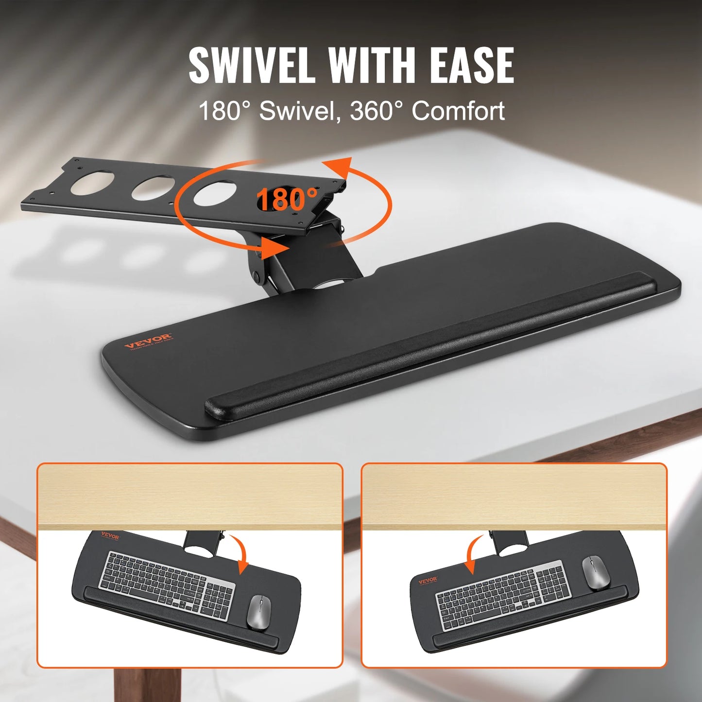 Keyboard Tray under Desk Adjustable Height and Angle Keyboard Tray Slide