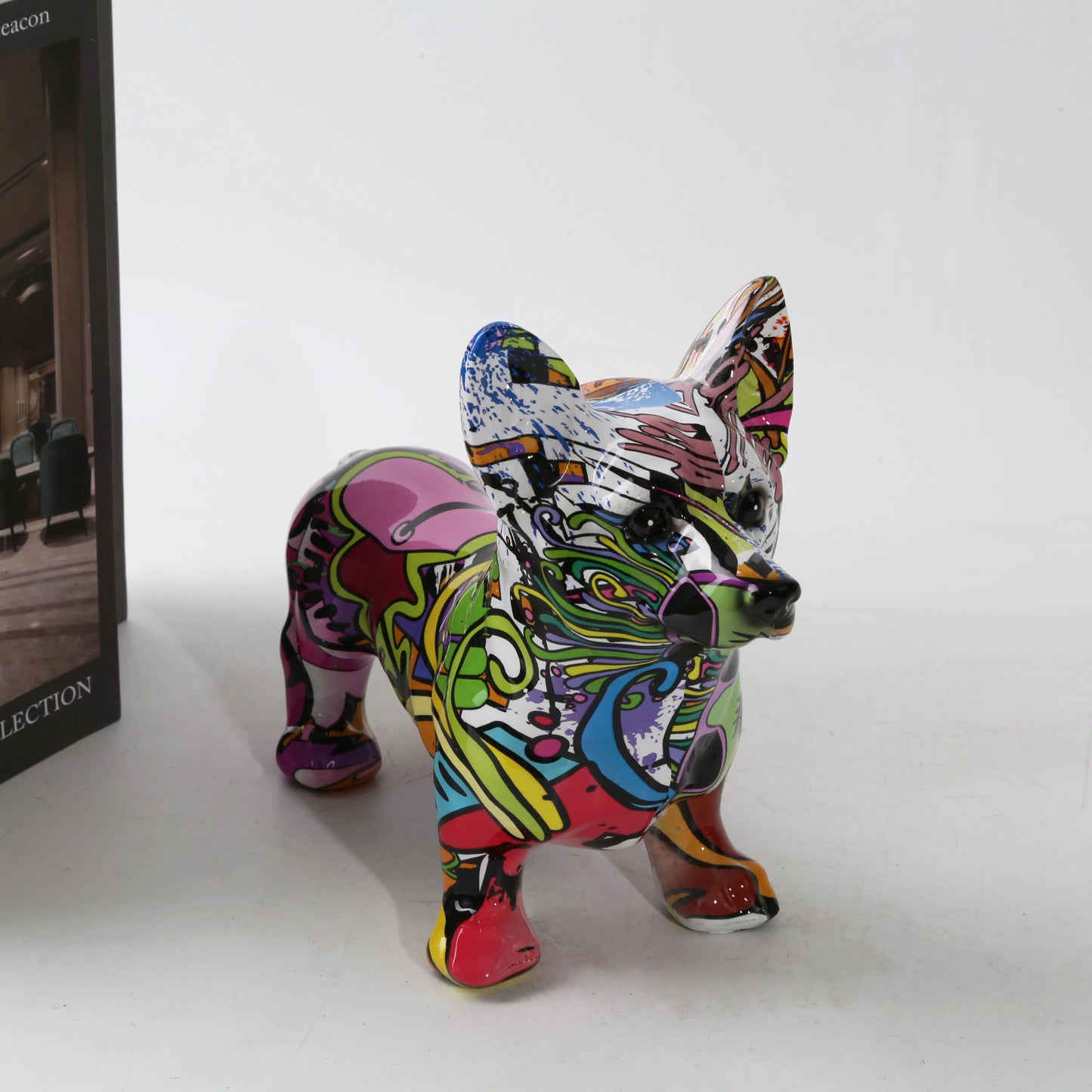 Nordic  Art Graffiti Corgi Dog Painting Creative Resin Crafts