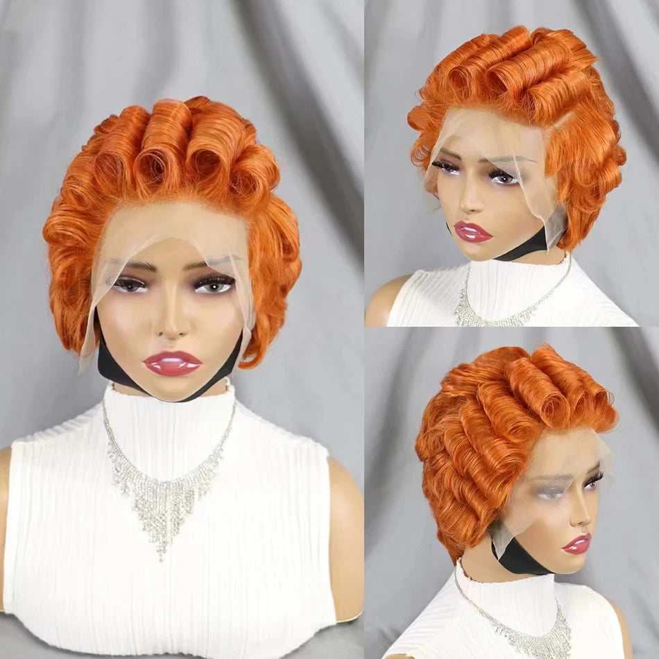 613 Blonde Pixie Cut Short Bob Loose Wave 100% Human Hair Wig Chocolate Brown