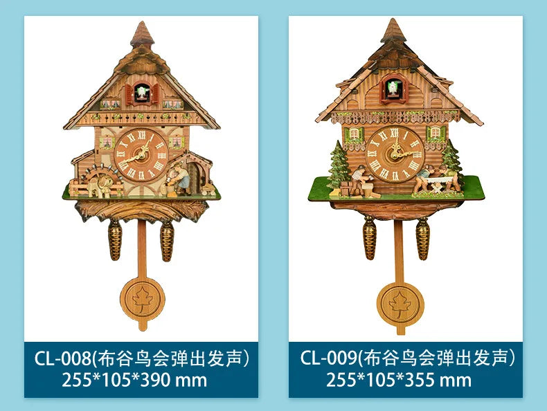 Vintage Cuckoo Wall Clock with Bird Chime Wall Watch Mechanism for Living Room