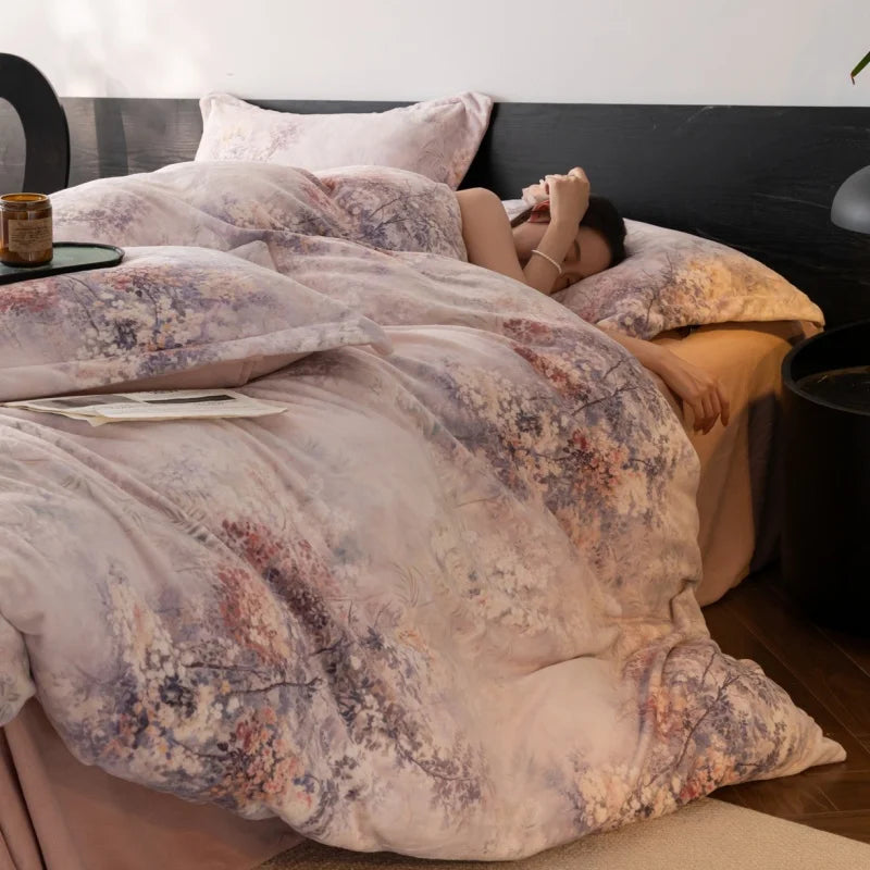 Warmth Milk Velvet Bedding Set,  Digital Print Duvet Cove