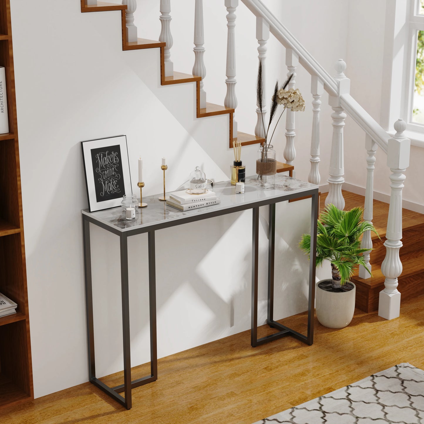 Marble Console Table Modern Accent Side Stand Sofa