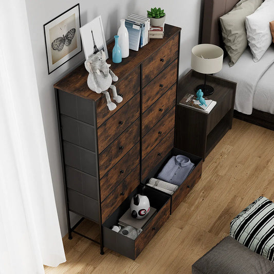 Dresser Storage Tower Organizer, Chest of Drawers 12 Fabric Drawers