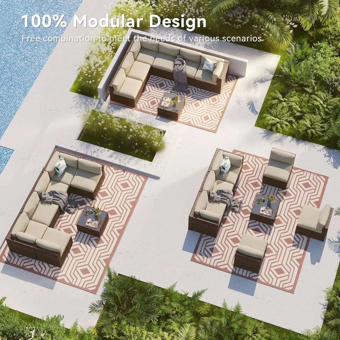 7 Piece Outdoor Patio Furniture Set with Coffee Table