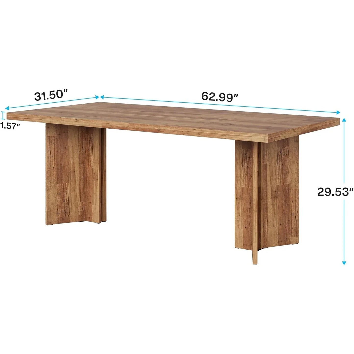 63-inch Dining Table for 4-6, Farmhouse Kitchen Table with Large Tabletop,