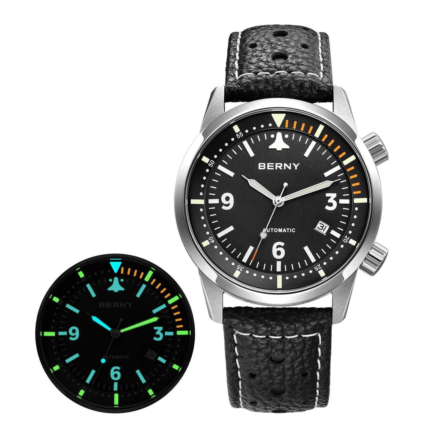 BERNY 20ATM Automatic Men's Diving Watches Top Luminous Sapphire AR Coated Diver Watches