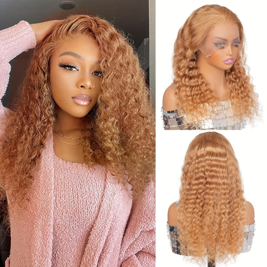 Blonde Wig Human Hair 13X6 Lace Front Wig Curly Colored